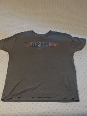 Ripple Junction Gray Top Gun Short Sleeve Tee with Red and Blue Logo